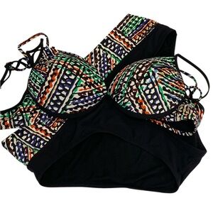 a.n.a. Multicolor & Black Bikini - New / Size M Top & L Bottom